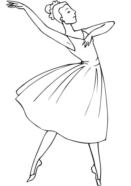 Ballerina coloring page image