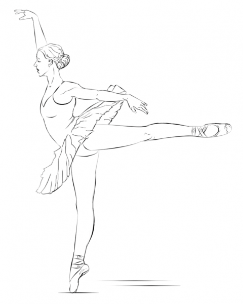 Ballerina coloring page image