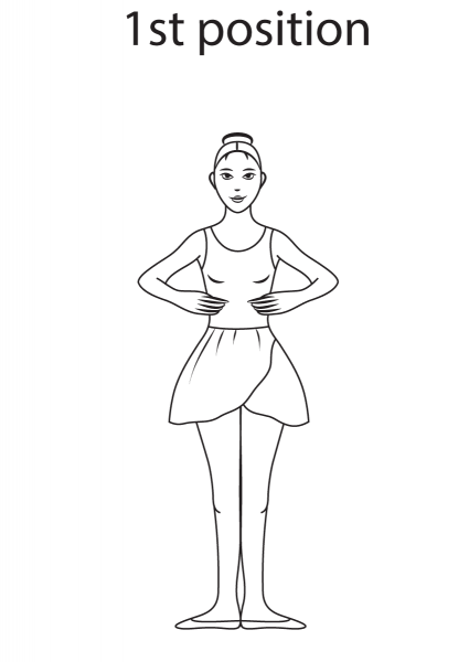 Ballet 1st Position coloring page image