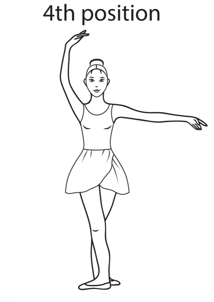 Ballet 4th Position coloring page image