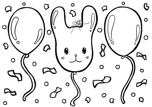 Balloons coloring page image