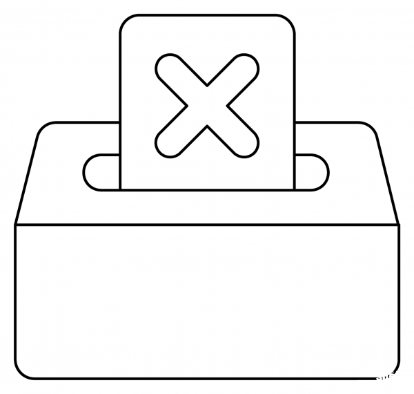 Ballot Box with Ballot Emoji coloring page image