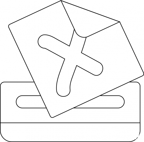 Ballot Box with Ballot Emoji coloring page image