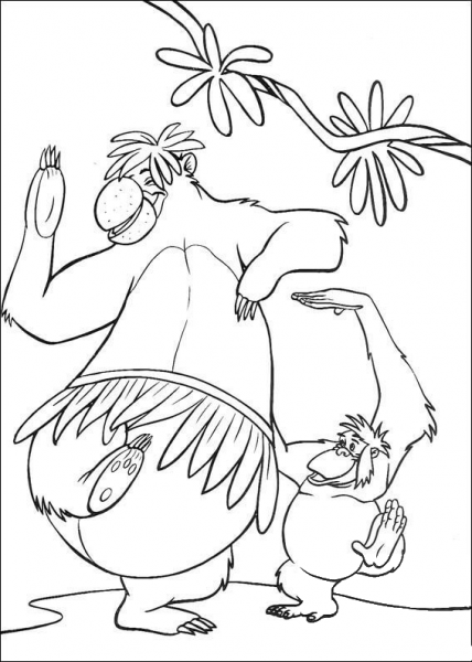 Baloo and King Louie Are Dancing Together  coloring page image