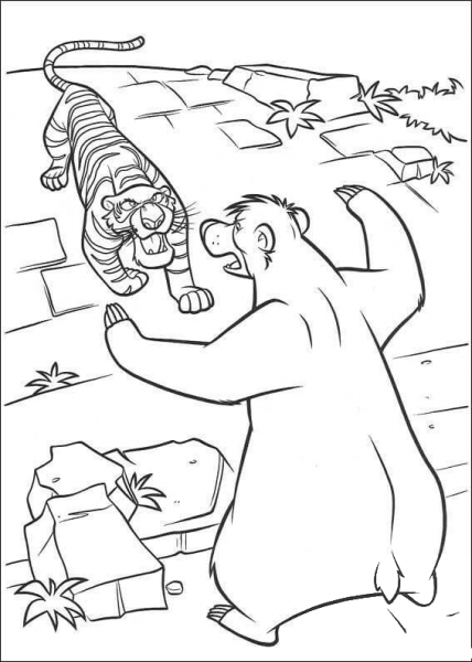 Baloo Fights With Shere Khan  coloring page image