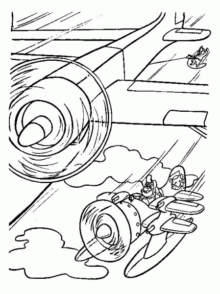 Baloo is a pilot of the airplane coloring page image