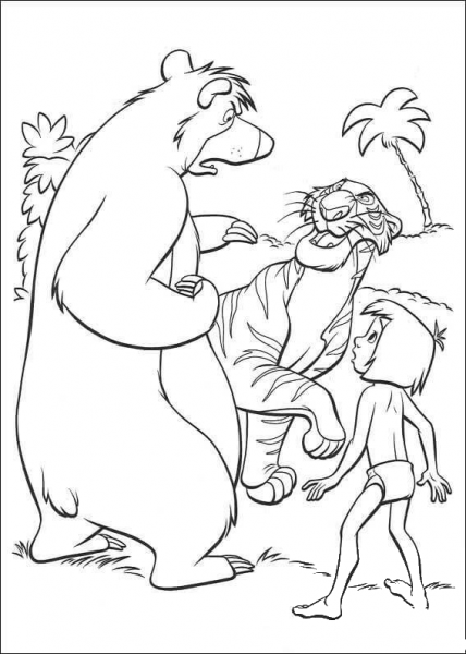Baloo Mowgli And Shere Khan  coloring page image