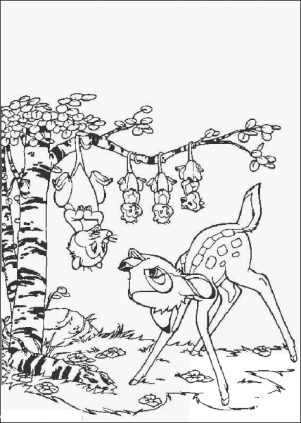 Bambi And His Friends  coloring page image