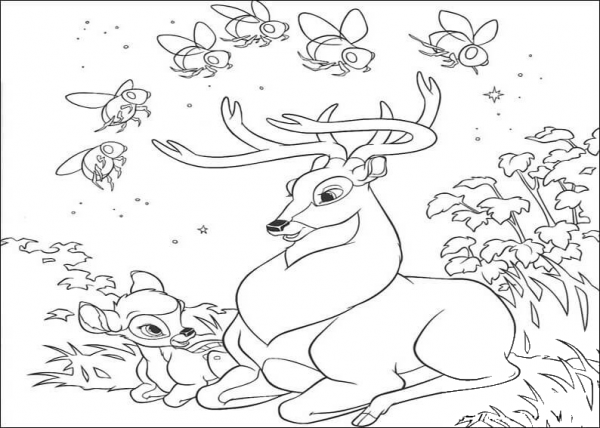 Bambi And Roe Deer  coloring page image