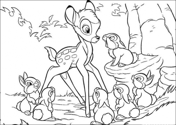 Bambi And The Rabbit  coloring page image