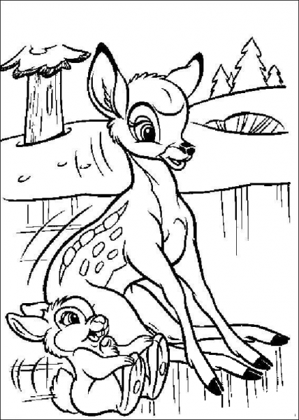 Bambi And Thumper  coloring page image
