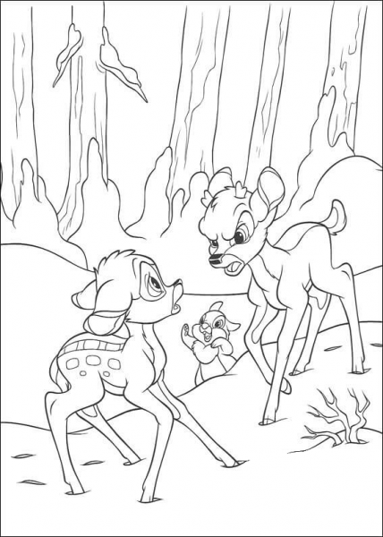Bambi Faline And Thumper  coloring page image