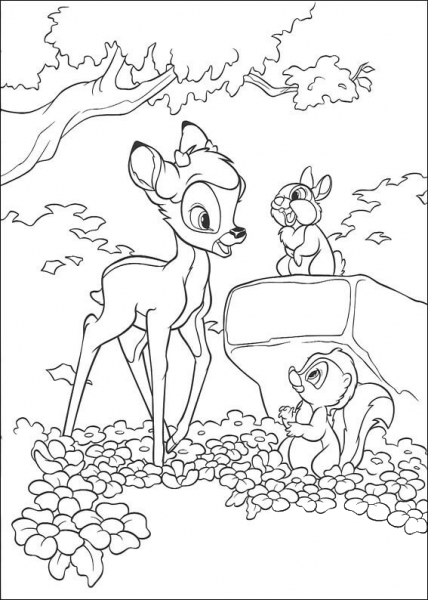 Bambi Flower And Thumper  coloring page image