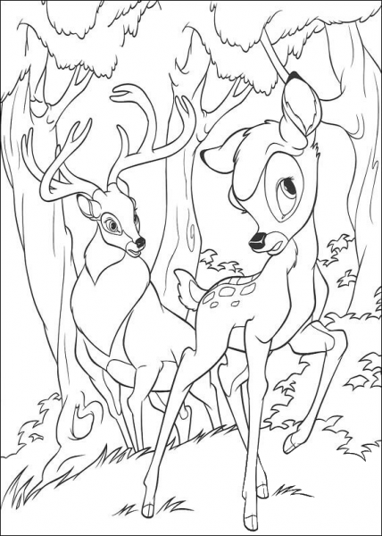 Bambi Hears Something  coloring page image