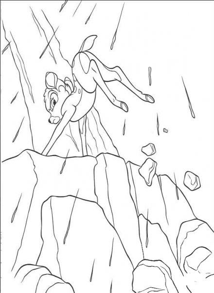 Bambi Is Climbing The Hill  coloring page image