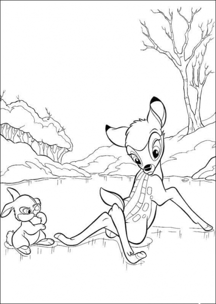 Bambi Is Falling Down  coloring page image
