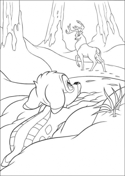 Bambi Is Looking For Roe Deer  coloring page image