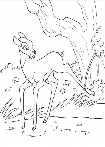 Bambi is Trapped coloring page image