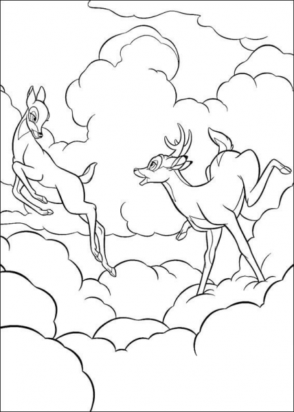 Bambi Loves Faline  coloring page image