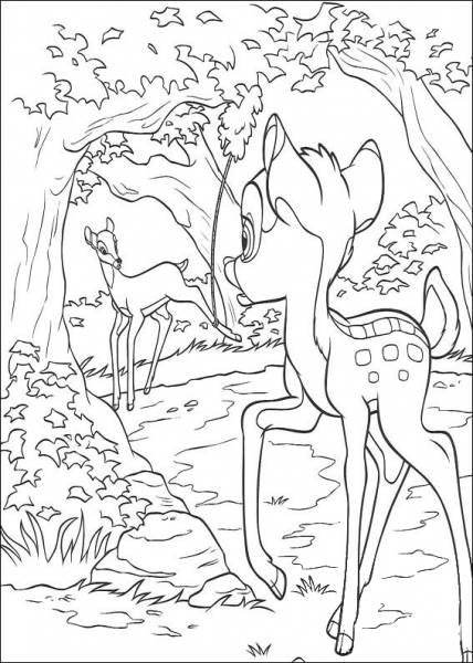 Bambi Meets His Mom  coloring page image
