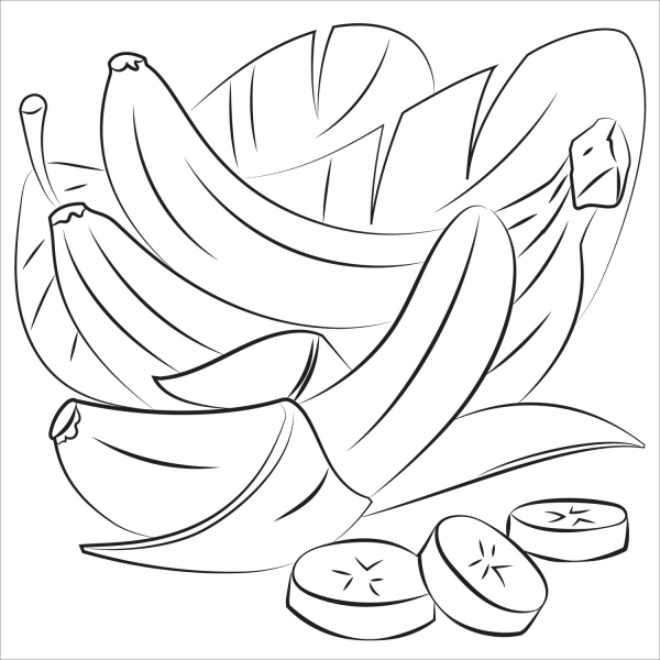 Banana coloring page image