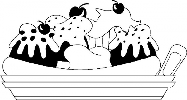 Banana Split with Chocolate  coloring page image