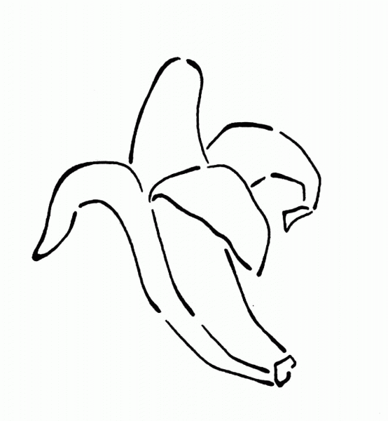 Banana with Peel Open coloring page image