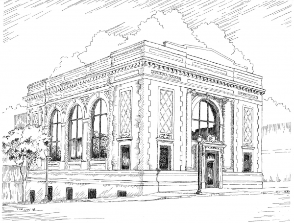 Bank Building Ellwood City coloring page image