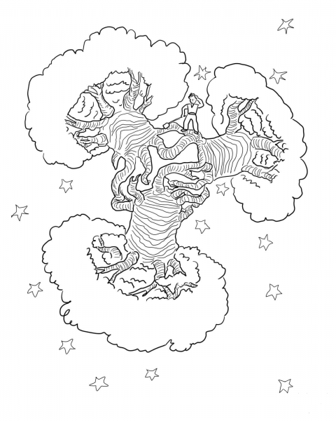 Baobab Trees Planet coloring page image