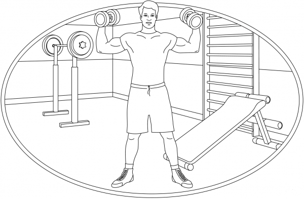 Barbell and Dumbbell Workout coloring page image