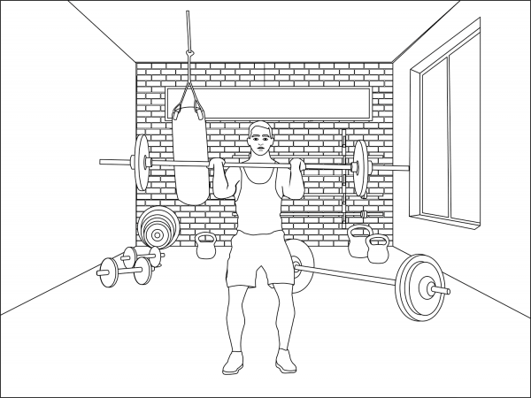 Barbell and Dumbbell Workout coloring page image