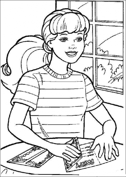 Barbie in a school coloring page image