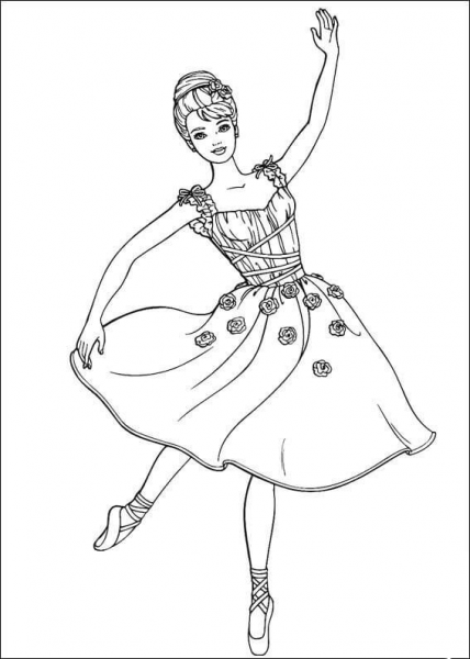 Barbie is dancing coloring page image