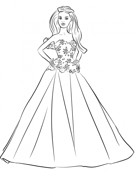 Barbie Quinceanera coloring page image
