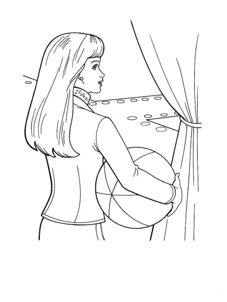 Barbie With Ball  coloring page image