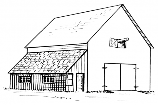Barn and Lean-to coloring page image