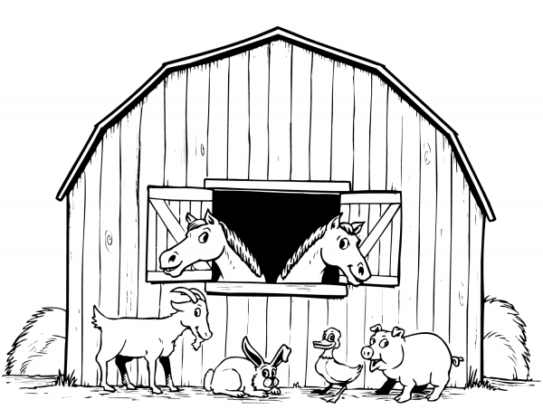 Barnyard Animals coloring page image