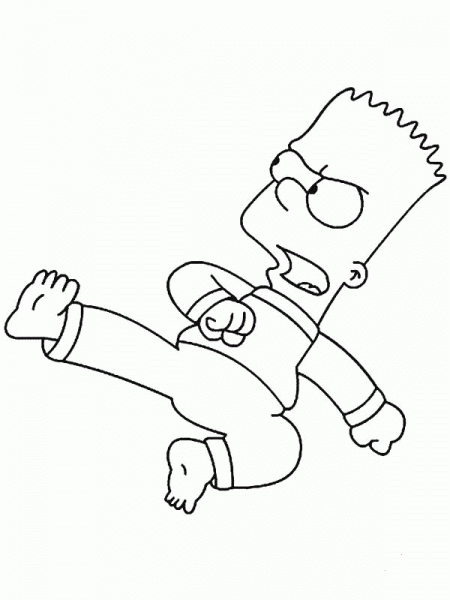 Bart Does Karate  coloring page image