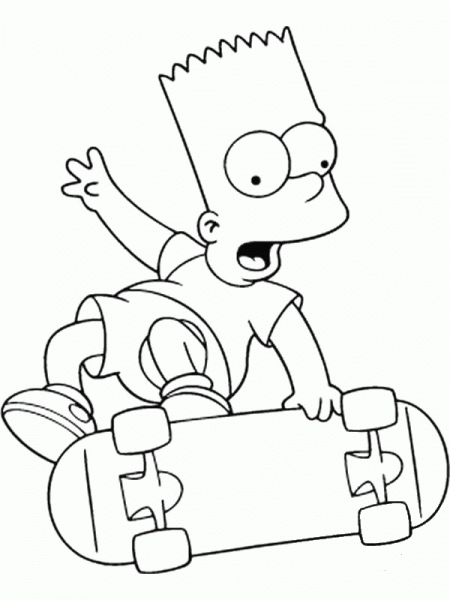 Bart Is Skating  coloring page image