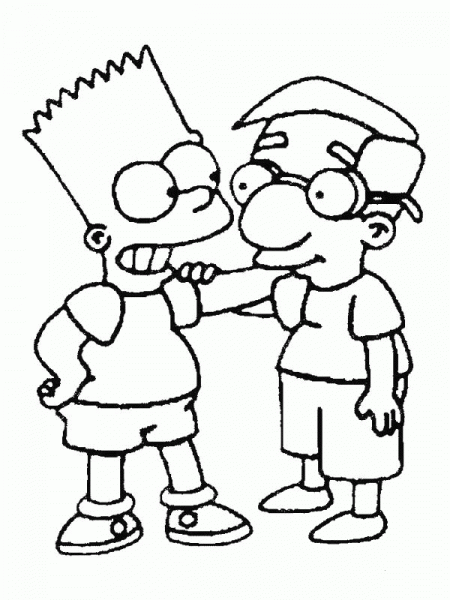 Bart With His Friend Milhouse Van Houten coloring page image