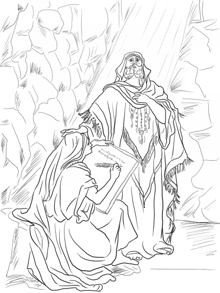 Baruch Writes Down Jeremiah’s Prophecy on a Scroll coloring page image