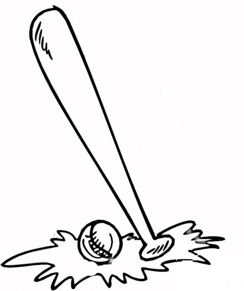 Baseball Bat and Ball  coloring page image