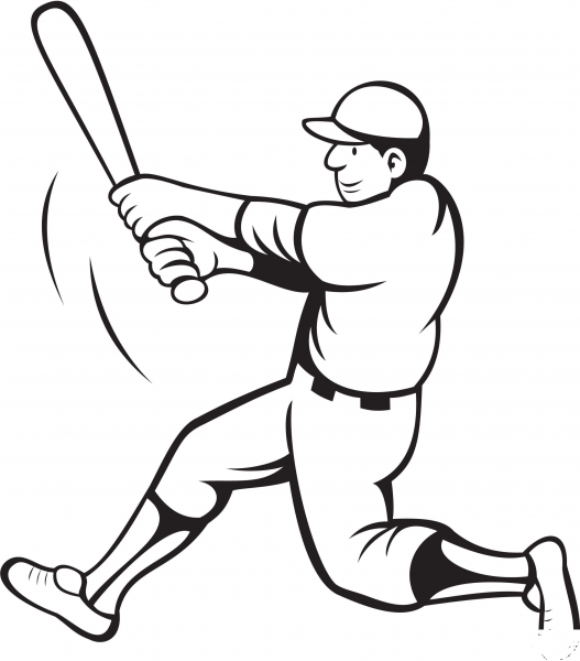 Baseball Batter Swinging coloring page image