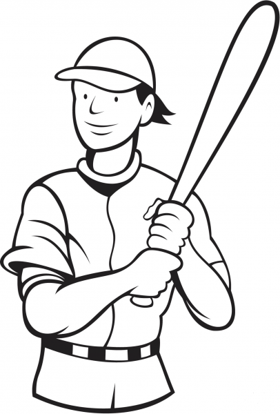 Baseball Batting Stance coloring page image