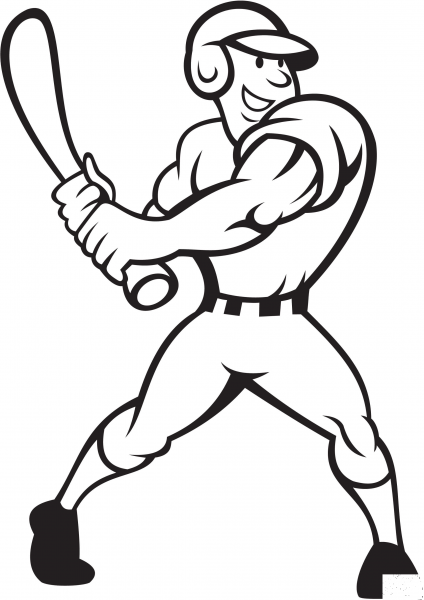 Baseball Player Batting Side coloring page image