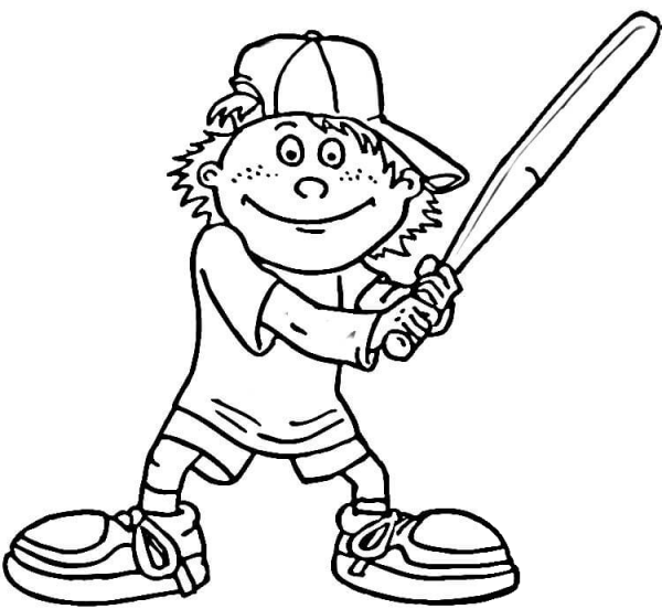 Baseball player in Sneakers  coloring page image