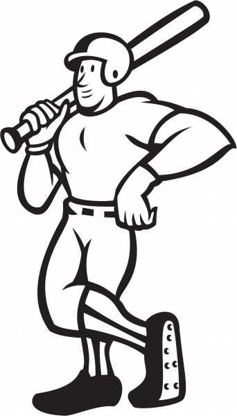 Baseball Player Standing Shield coloring page image