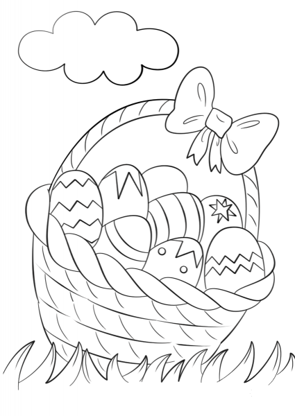 Basket of Easter Eggs coloring page image