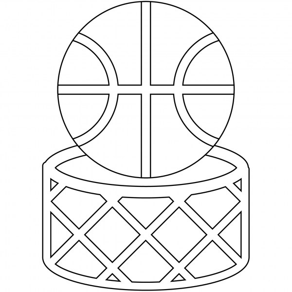 Basketball and Hoop Emoji coloring page image
