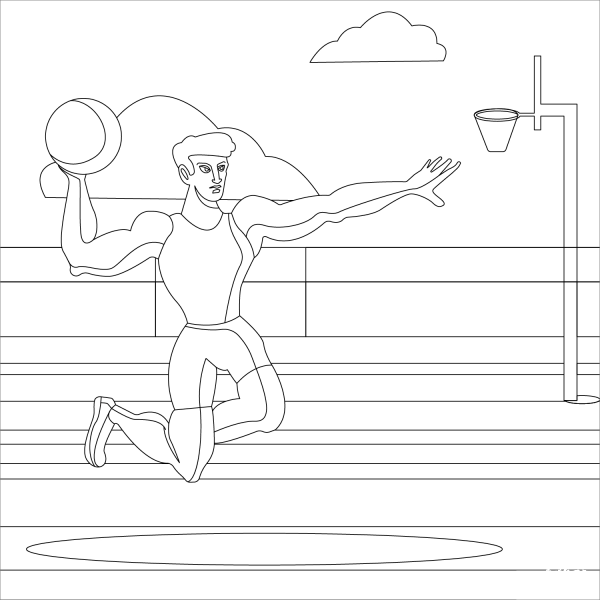 Basketball coloring page image